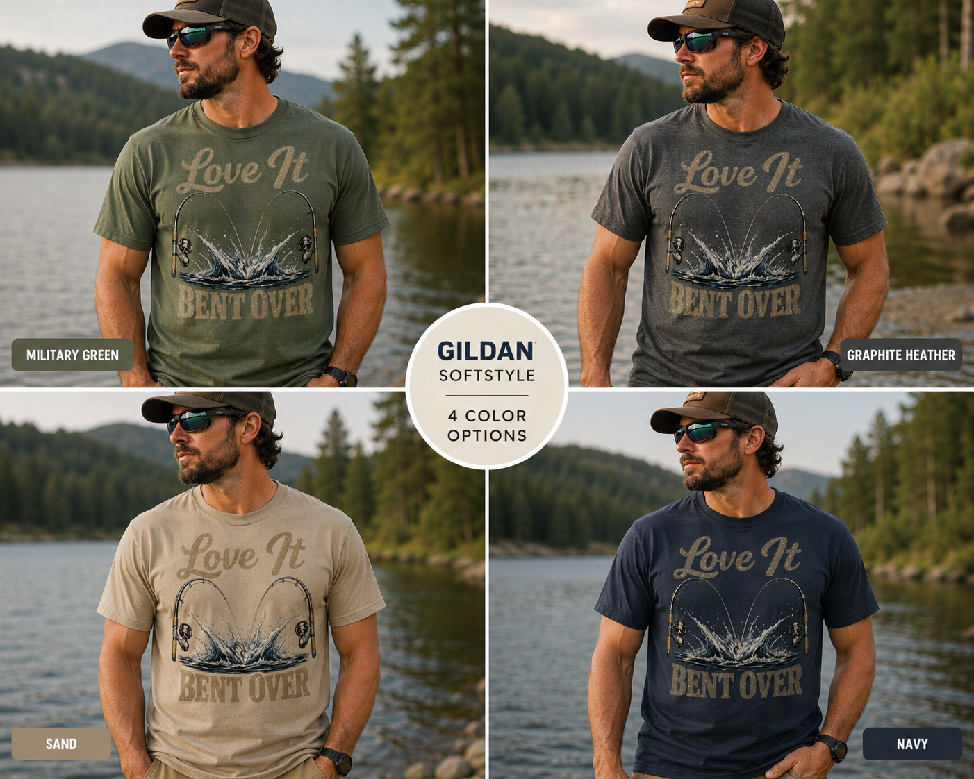 Love It Bent Over Fishing Shirt | Funny Fishing Tee | Fisherman Graphic T-Shirt | Outdoors Graphic Tee | Lake Life Shirt