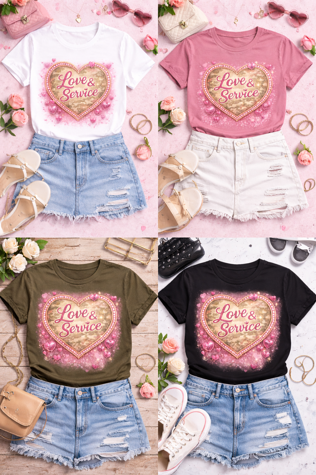 Love & Service Military Shirt | Military Spouse Shirt | Patriotic Love Shirt | Veteran Family Support Tee | Army Navy Military Pride Shirt