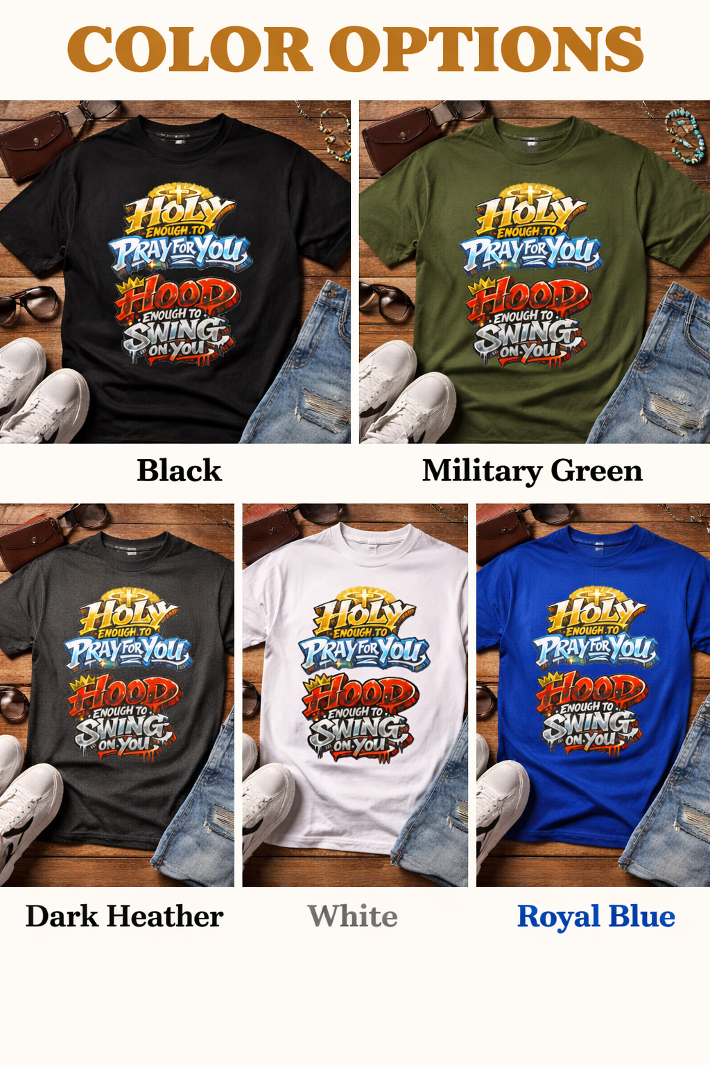 Holy Enough to Pray for You Hood Enough to Swing on You Shirt, Christian Streetwear Hoodie, Faith and Attitude Graphic Tee, Urban Faith Apparel