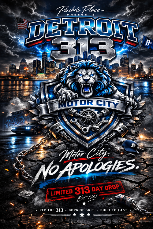 313 Day Drop – Detroit Streetwear Graphic – Lions Skyline Shirt – Unisex Urban Apparel