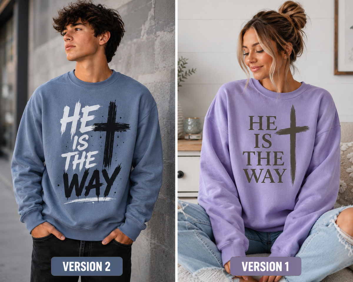 He Is The Way Christian Crewneck Sweatshirt | Faith-Based Gildan® Softstyle®