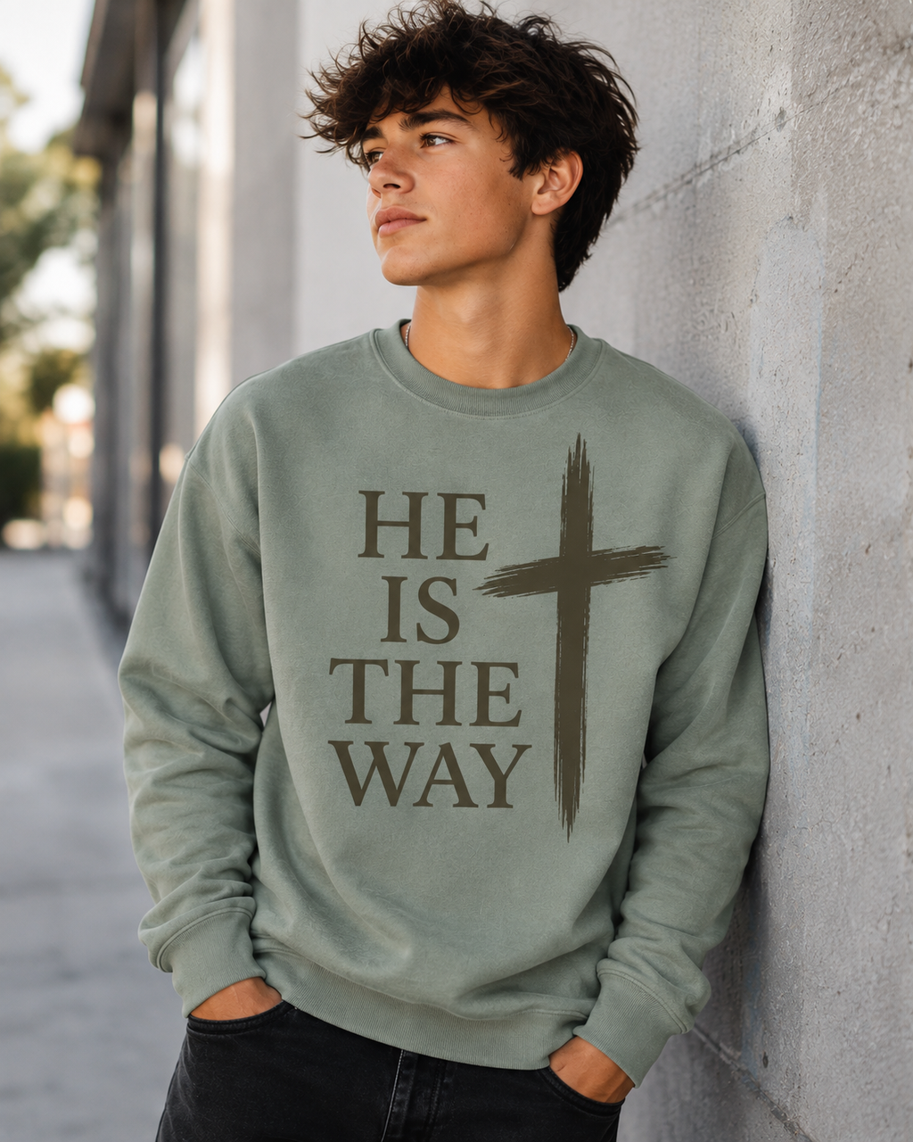 He Is The Way Christian Crewneck Sweatshirt | Faith-Based Gildan® Softstyle®