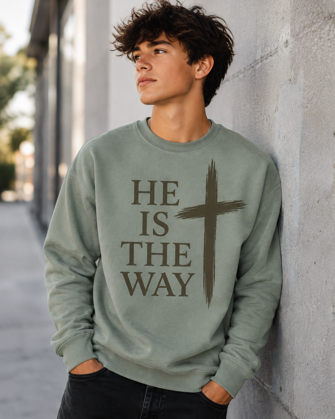 He Is The Way Christian Crewneck Sweatshirt | Faith-Based Gildan® Softstyle®