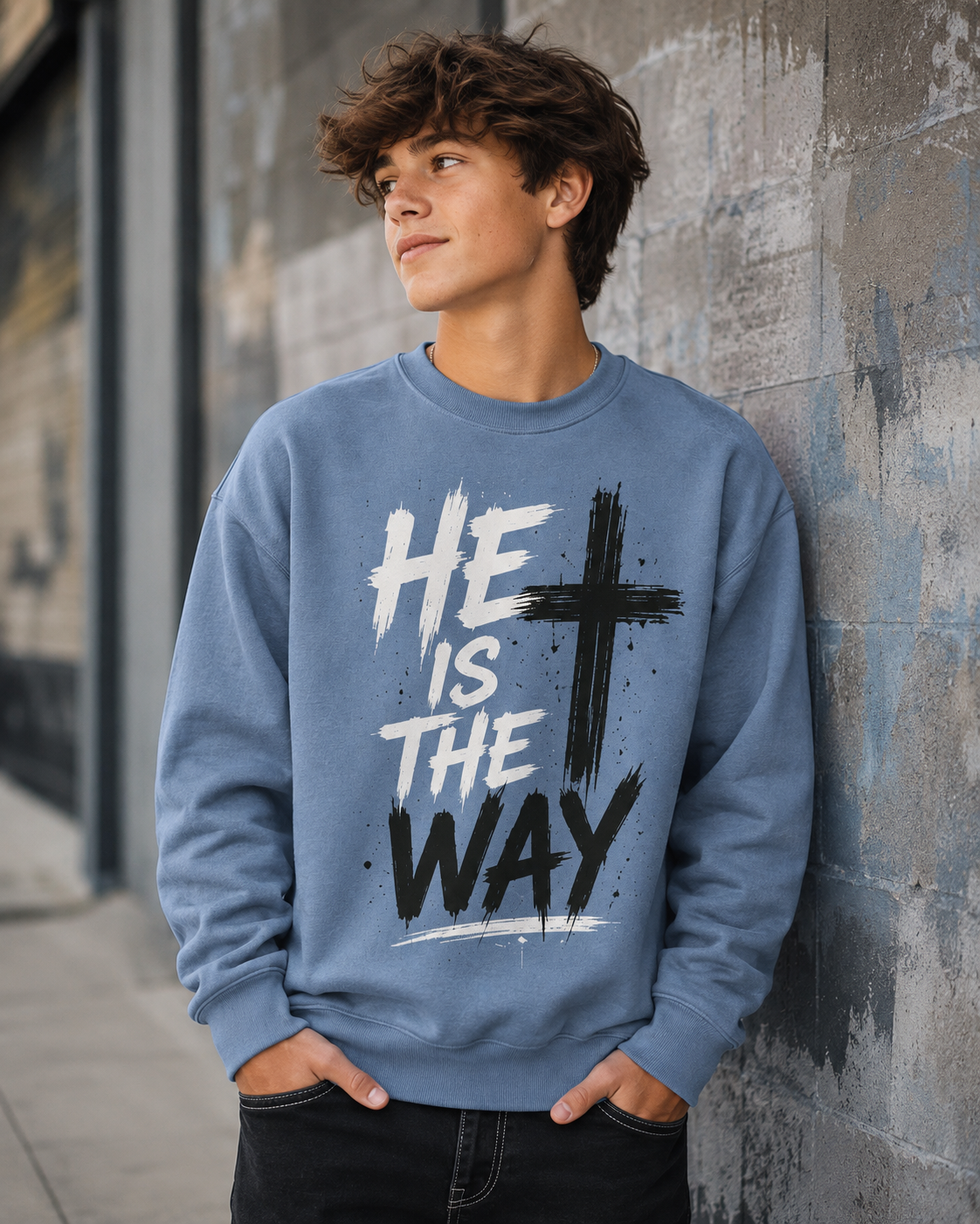 He Is The Way Christian Crewneck Sweatshirt | Faith-Based Gildan® Softstyle®