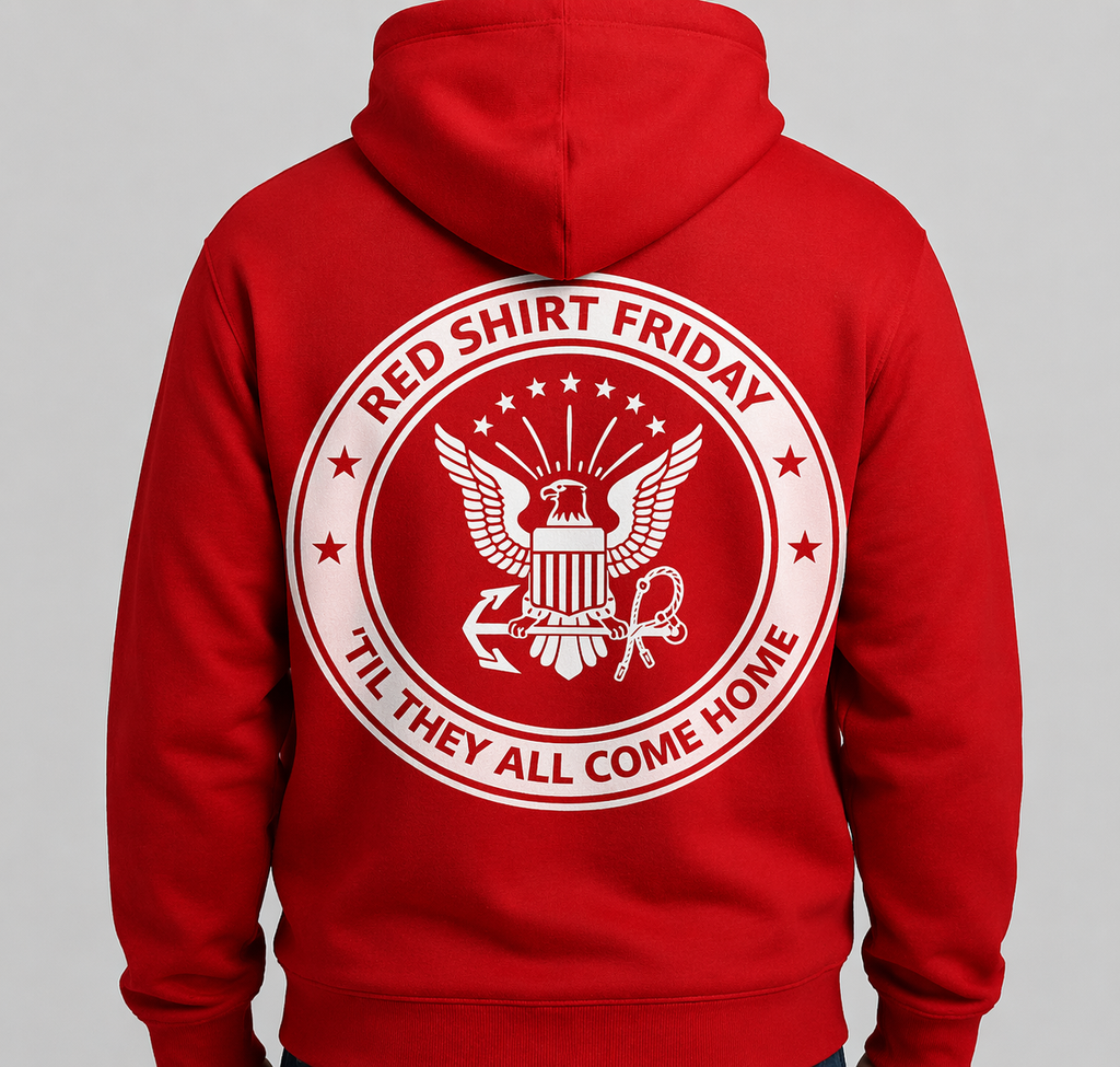 Red Shirt Friday Hoodie and T-shirt | Military Support, Veteran Apparel, Patriotic Design