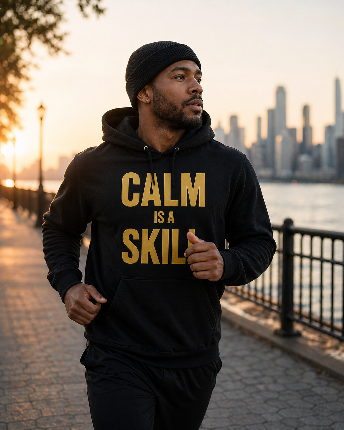 Calm Is A Skill – Minimalist Mindset Streetwear (Gold Print)