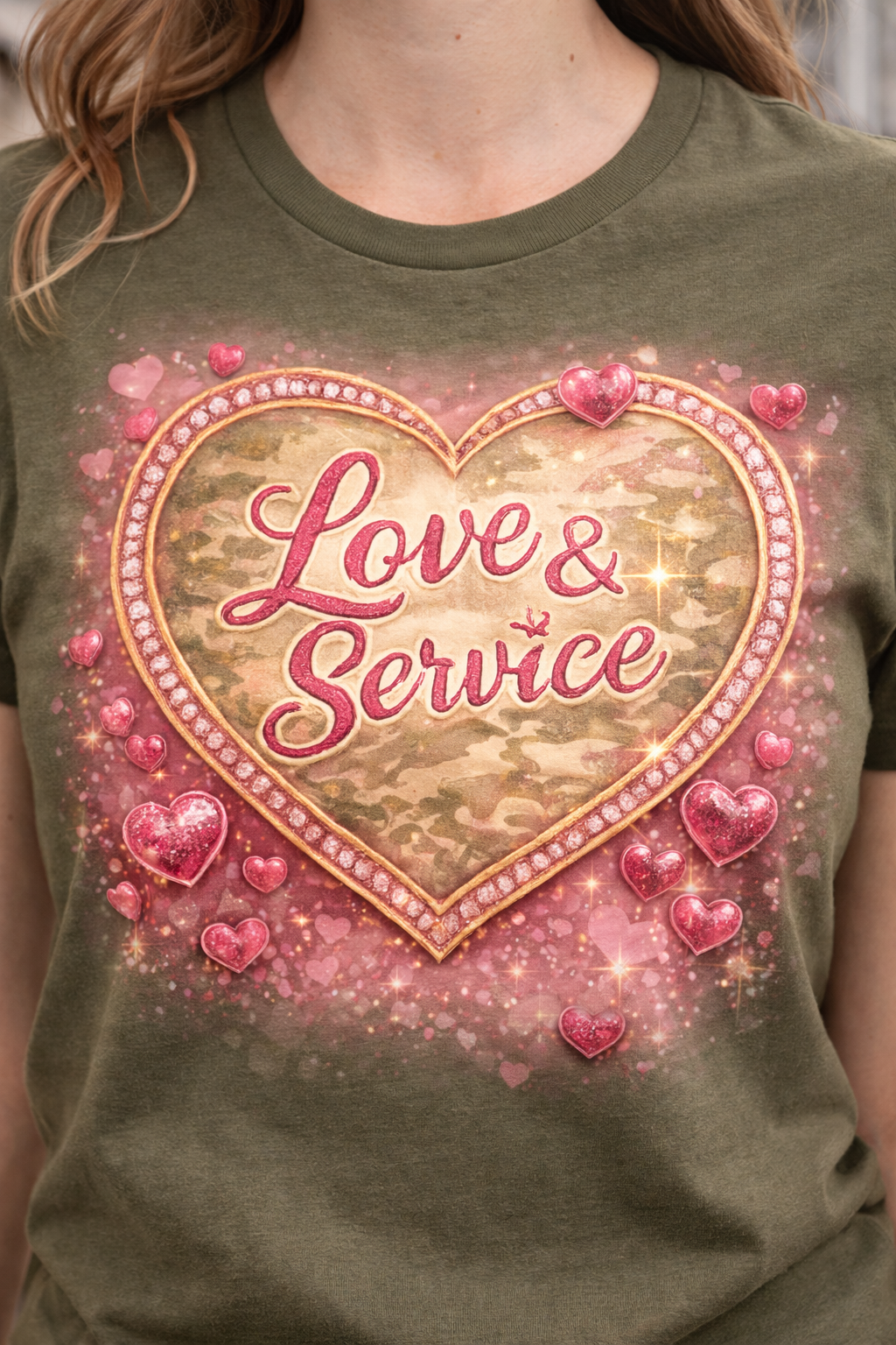 Love & Service Military Shirt | Military Spouse Shirt | Patriotic Love Shirt | Veteran Family Support Tee | Army Navy Military Pride Shirt