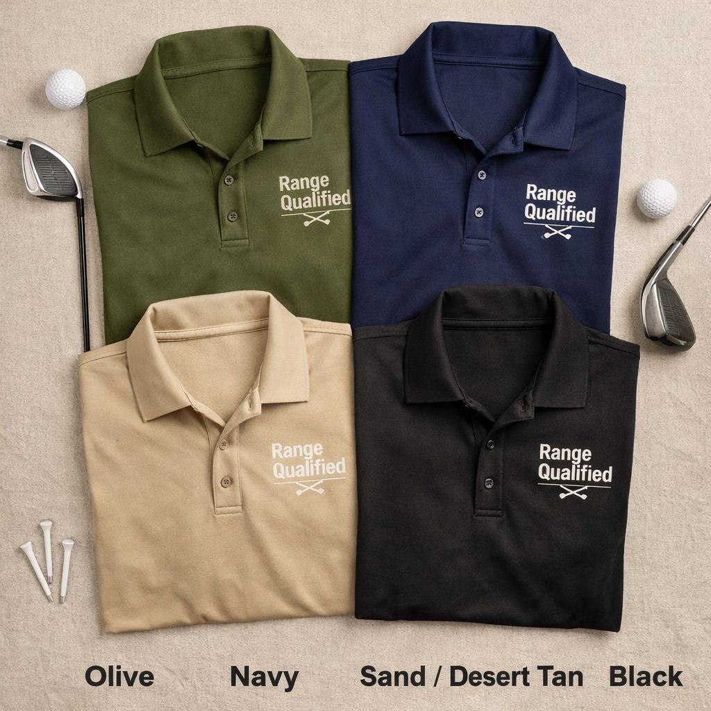 Range Qualified Golf Polo | Veteran Driving Range Shirt | Military Humor Apparel  | Golf Apparel