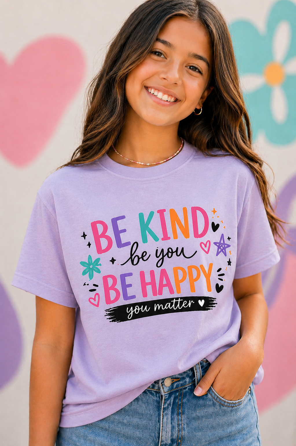 Be Kind Be You Be Happy Shirt – Positive Affirmation Tee | Women’s Graphic T-Shirt | Girls Kindness Shirt | You Matter Tee