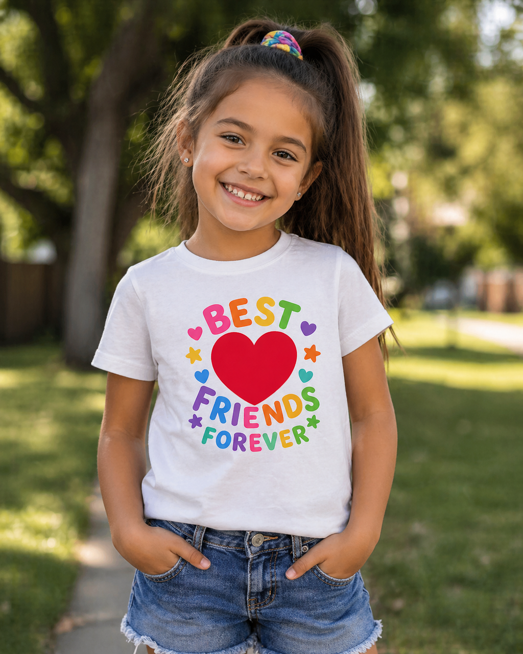 Best Friends Forever Heart Shirt | Colorful BFF Graphic Tee | Kids & Preteen Friendship Shirt | Cute Matching Bestie Outfit