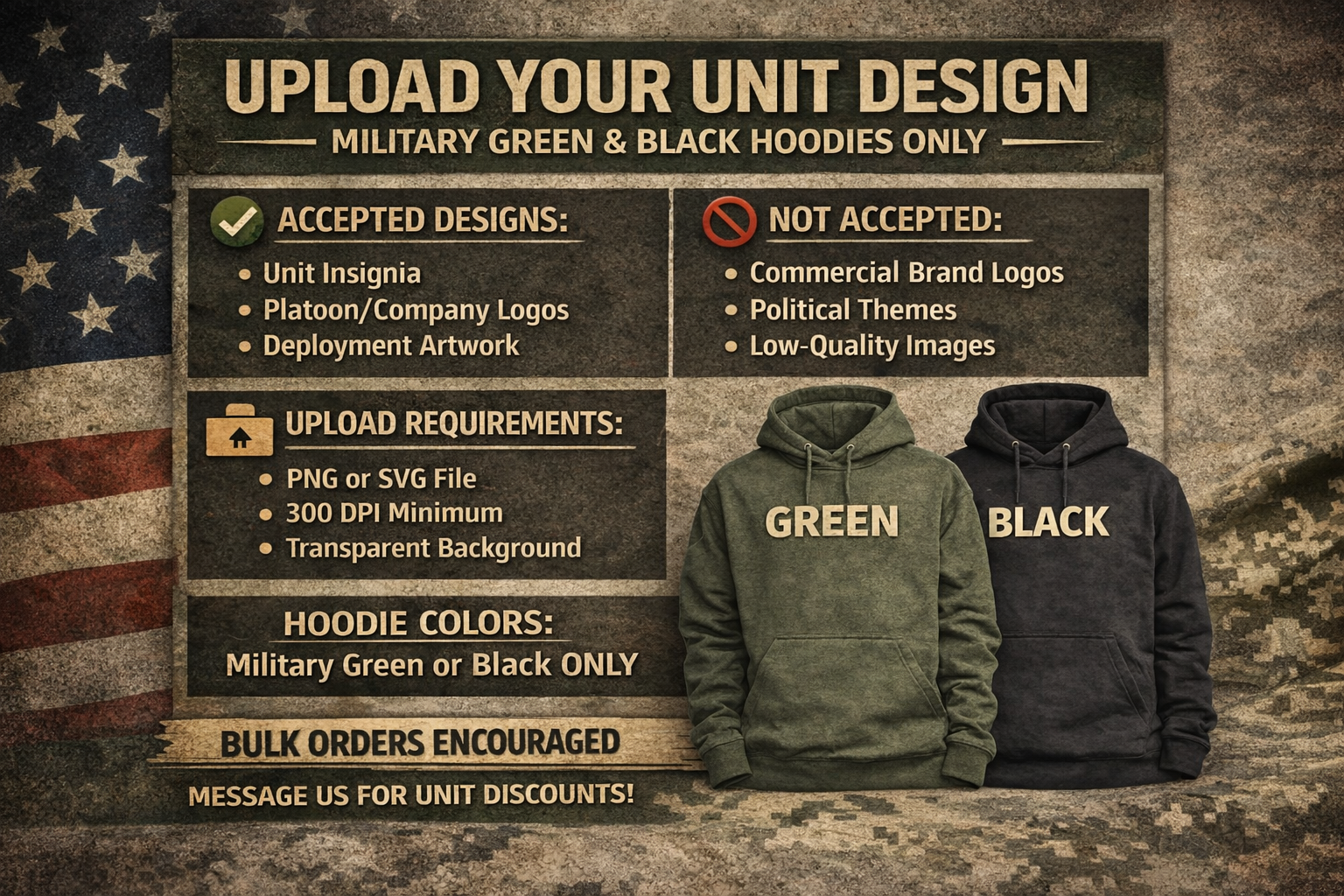 Custom Military Apparel - Hoodie