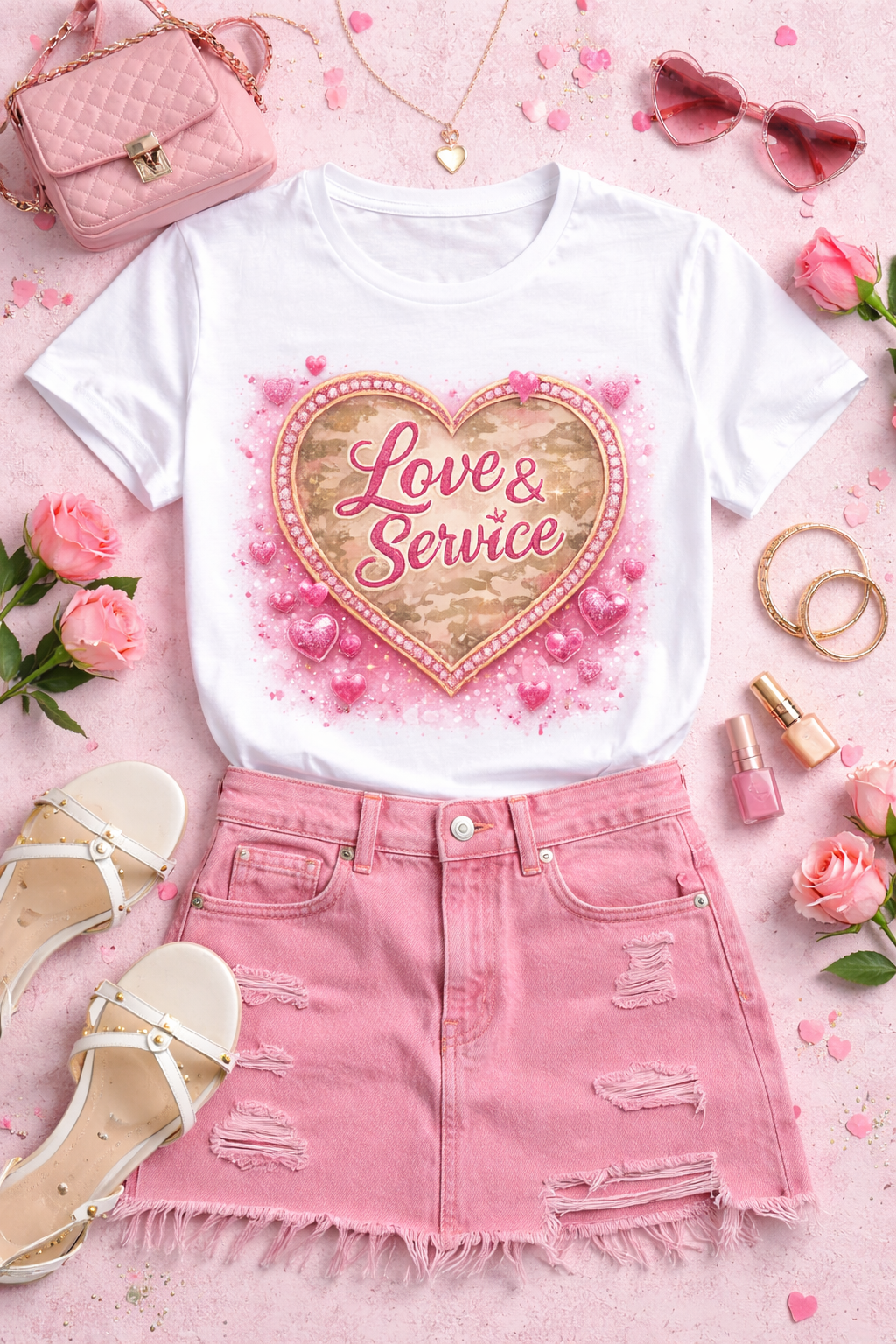 Love & Service Military Shirt | Military Spouse Shirt | Patriotic Love Shirt | Veteran Family Support Tee | Army Navy Military Pride Shirt