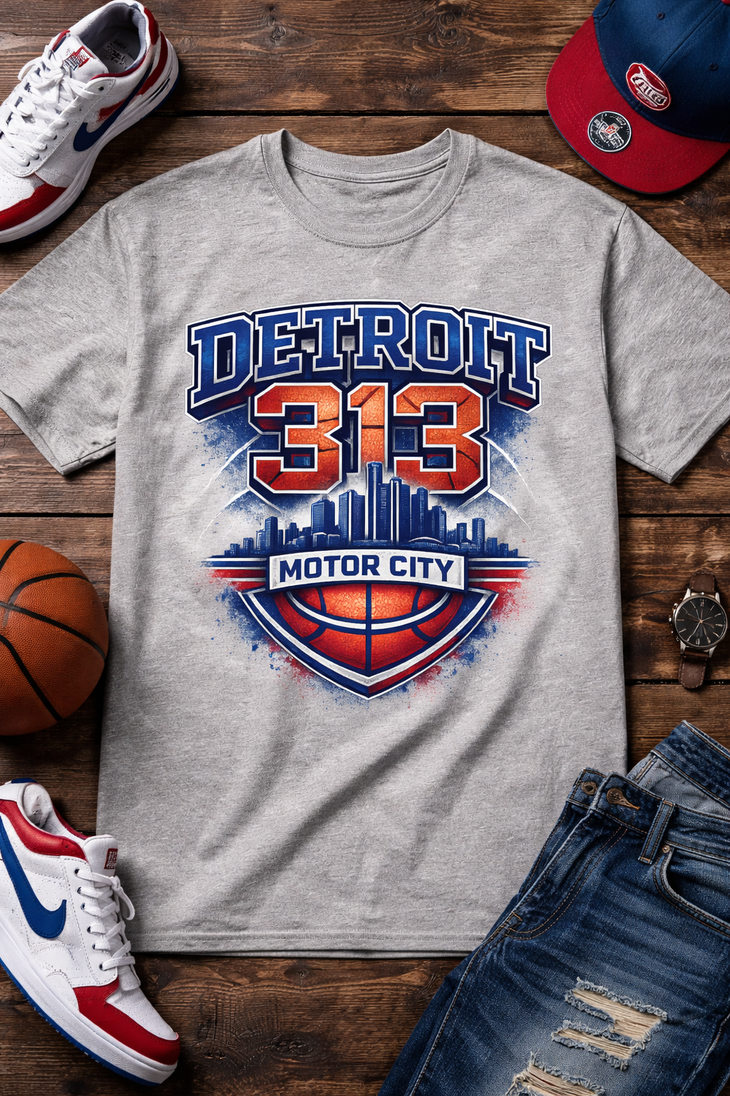Basketball Inspired Apparel | 313 Motor City T-Shirt & Hoodie