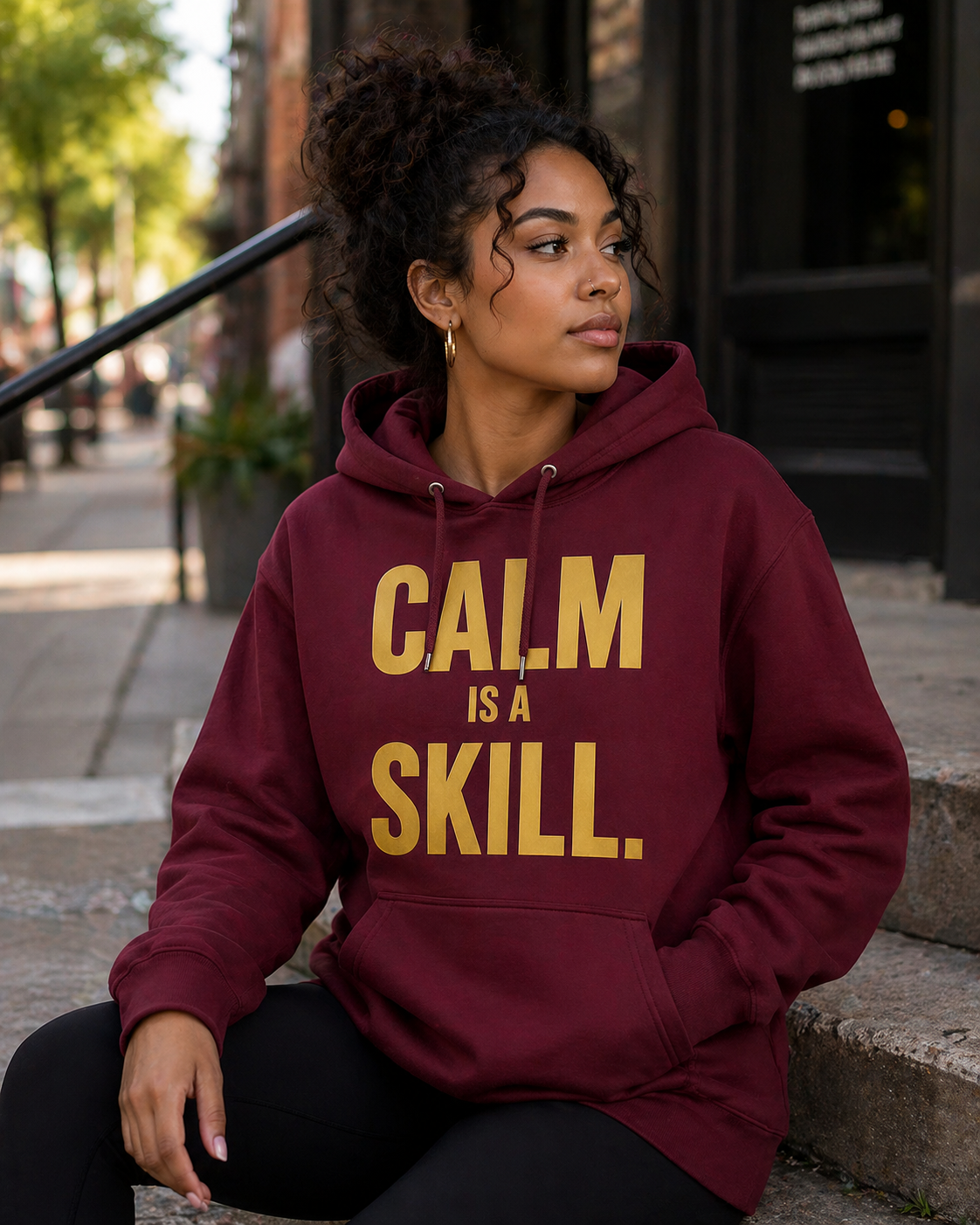 Calm Is A Skill – Minimalist Mindset Streetwear (Gold Print)