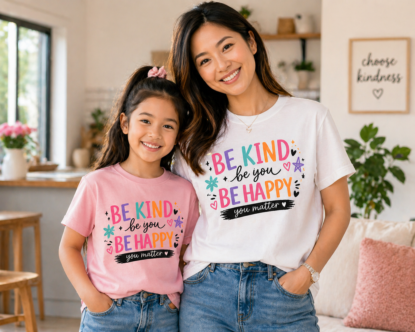 Be Kind Be You Be Happy Shirt – Positive Affirmation Tee | Women’s Graphic T-Shirt | Girls Kindness Shirt | You Matter Tee