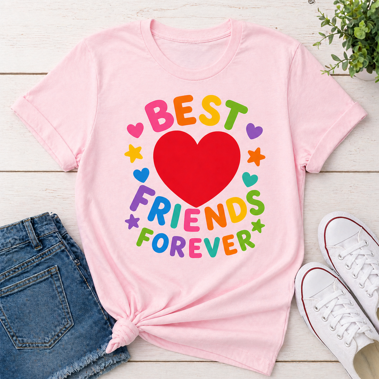Best Friends Forever Heart Shirt | Colorful BFF Graphic Tee | Kids & Preteen Friendship Shirt | Cute Matching Bestie Outfit