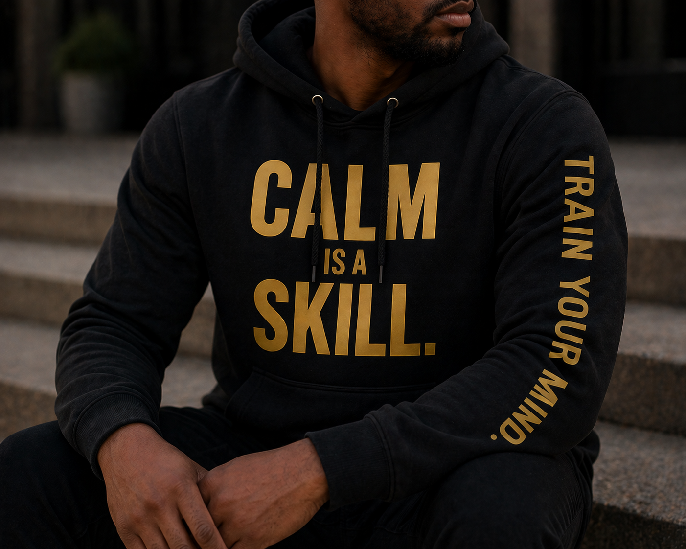 Calm Is A Skill – Minimalist Mindset Streetwear (Gold Print)
