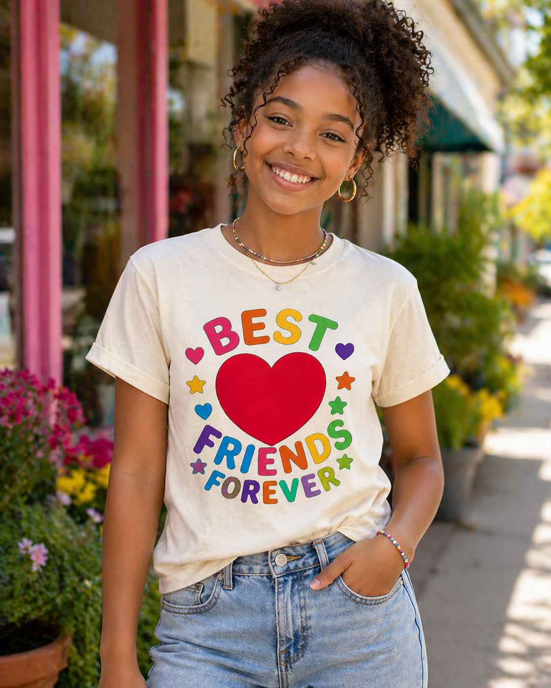Best Friends Forever Heart Shirt | Colorful BFF Graphic Tee | Kids & Preteen Friendship Shirt | Cute Matching Bestie Outfit