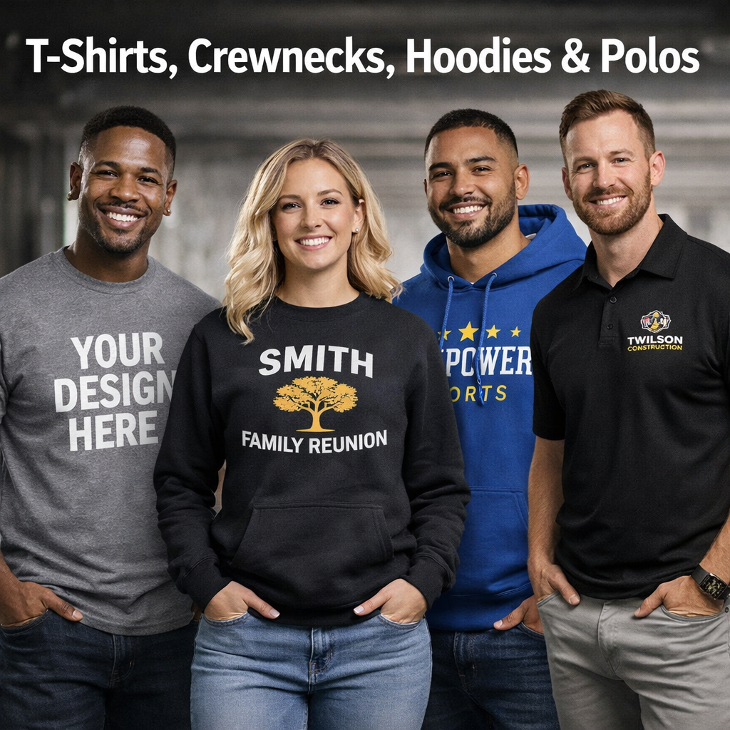Custom Apparel Orders | Teams, Businesses, Churches, Events & Personal Designs | T-Shirts, Hoodies & More