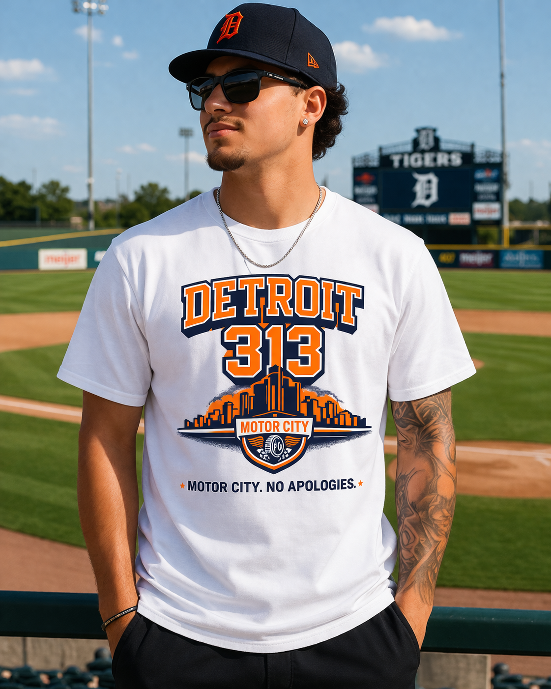 Detroit 313 Shirt, Motor City No Apologies Tee, Detroit Pride Shirt, Baseball Graphic Tee, Urban Streetwear, Gift for Detroit Fans
