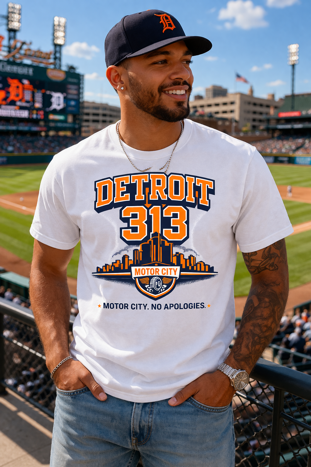 Detroit 313 Shirt, Motor City No Apologies Tee, Detroit Pride Shirt, Baseball Graphic Tee, Urban Streetwear, Gift for Detroit Fans