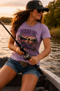 Love It Bent Over Fishing Shirt – Funny Fishing Shirt– Sunset Bass Graphic – Unisex Graphic Short